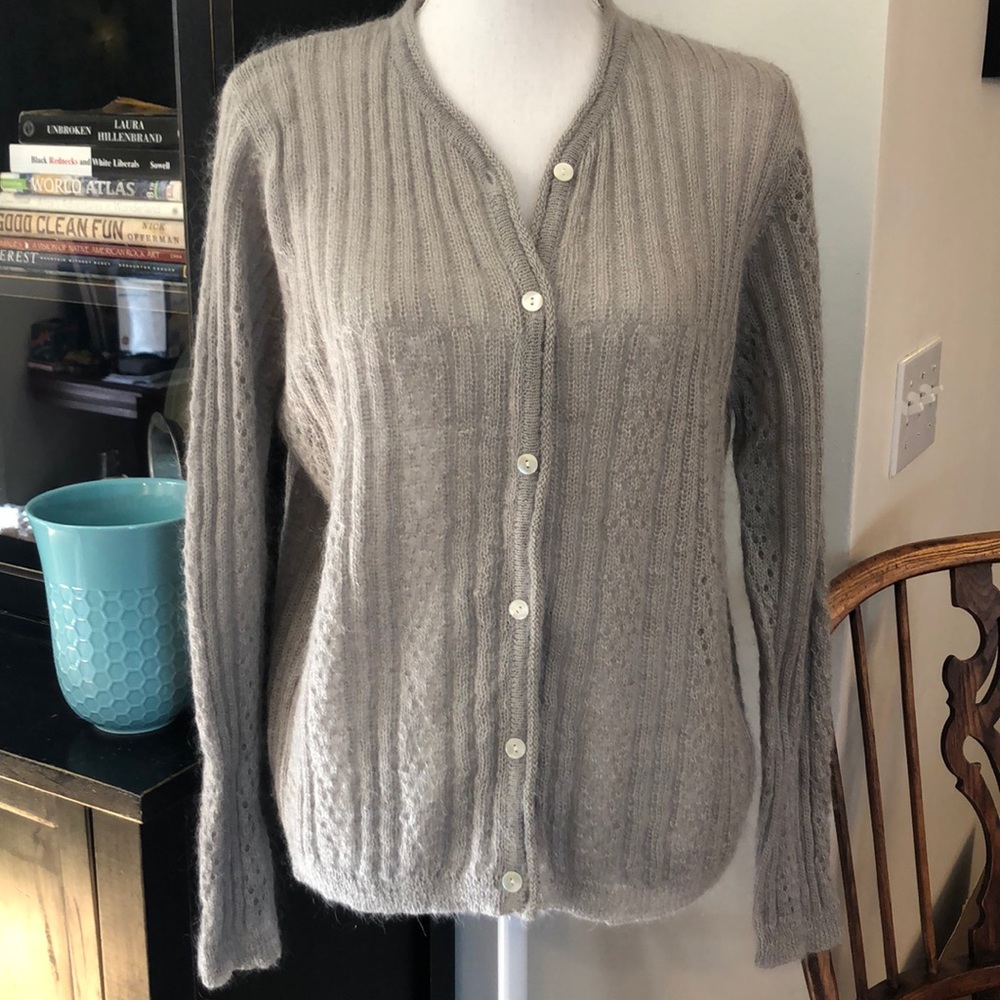 Eddie Bauer woman’s cardigan mohair wool soft gray